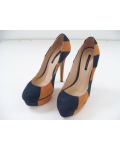 TONY BIANCO SHOES LADIES SUEDE LEATHER HEELS DRESS FORMAL SIZE 6.5 ORANGE NAVY