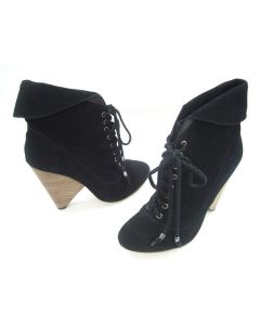 RMK SHOES ANKLE BOOTS LADIES DRESS HEELS LACE SUEDE BLACK SIZE 9.5