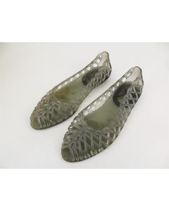 LADIES SHOES PEEPTOE FLAT POLYESTER SIZE 6 TAUPE