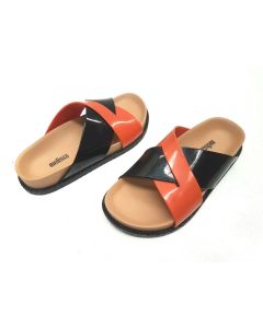 Melissa Ladies Sandals Size 5 Slide Orange Black Clear Beach Slides 32336 Energy