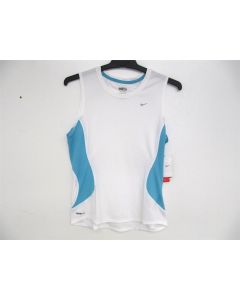 NIKE NIKEFIT LADIES SINGLET XS ACTIVEWEAR BLUE WHITE DRY RUNNING TRACK