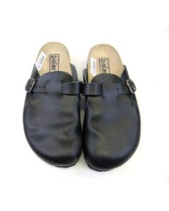 Bioline Womens Slip on Sandals Clogs Shoes Black Leather Size 40 Open Back