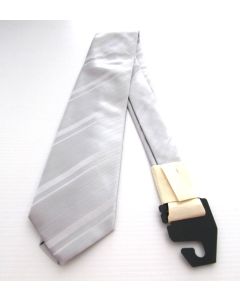 Carlo Visconti Mens Tie Formal Striped GREY SILVER Handcrafted Necktie Italian