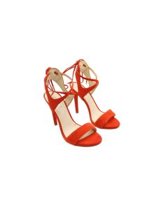 GUESS CHRISTA ORANGE6743 ORANGE LADIES OPEN TOE OPEN BACK MULTI-STRAP TIE HEELS