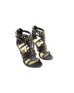 GUESS LAIDEA BLACK OPEN TOE CLOSED ZIP HEEL MULTI-STRAP GOLD STUD DESIGN HEELS