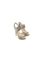 GUESS KABIRRA-B CREAM + BLACK MULTI IVORY LEATHER BEIGE PEEP TOE HEELS