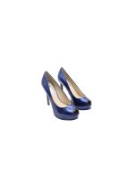 GUESS HONORA OCEANIC BLUE METALLIC DARK BLUE PEEP TOE CLOSED HEELS